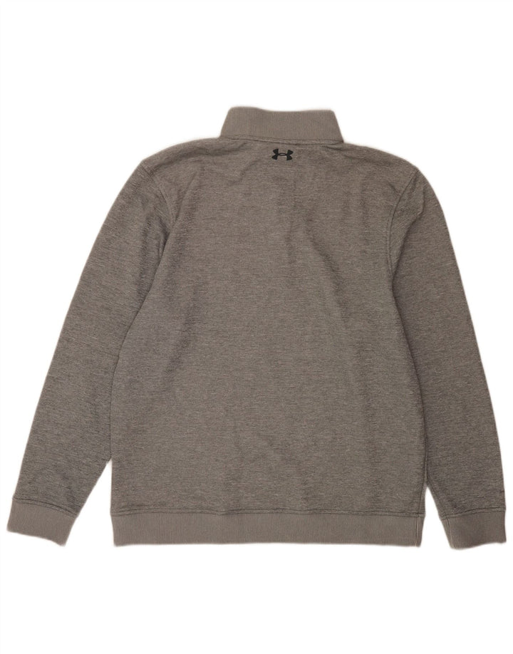 Moletom masculino Under Armour Cold Gear com zíper e gola grande cinza manchado
