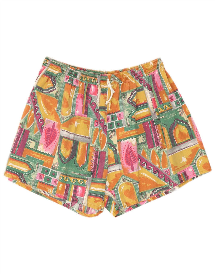Shorts de natação masculinos vintage médio algodão multicolorido patchwork