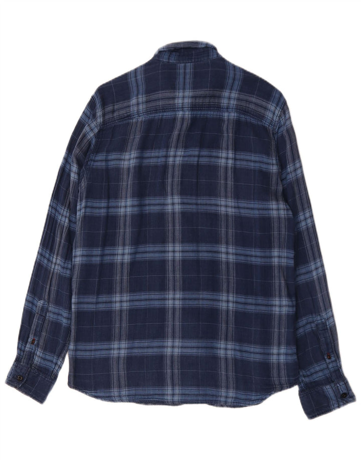 Camisa masculina de flanela Jack & Jones grande xadrez azul