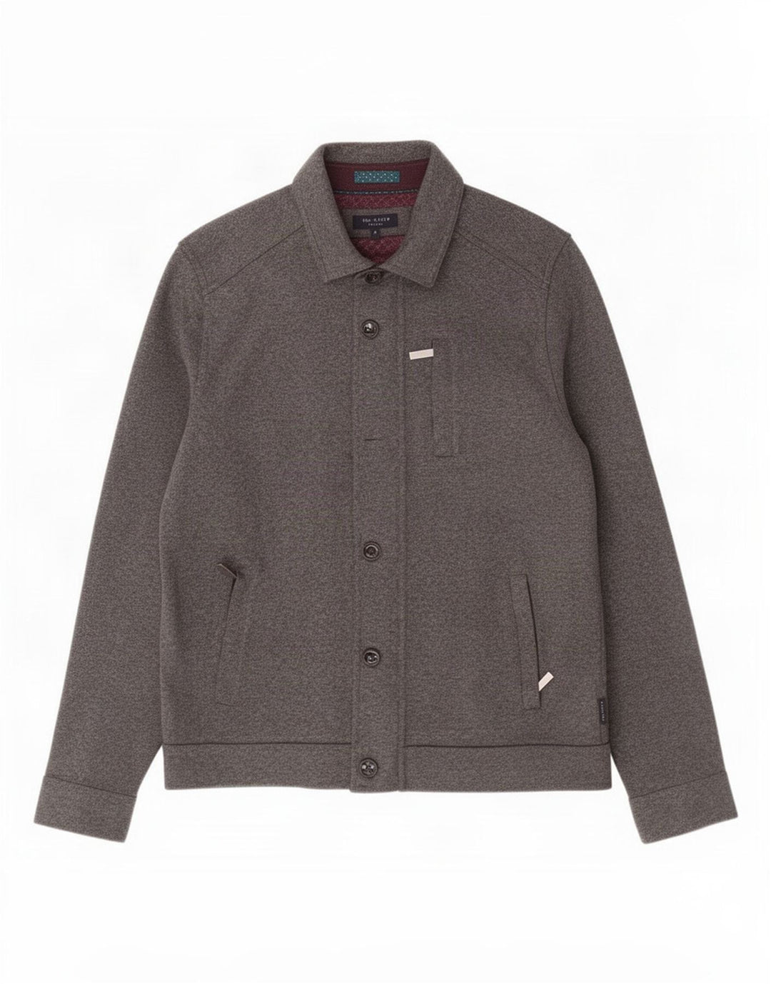 Jaqueta bomber masculina Ted Baker tamanho 4 grande poliéster cinza