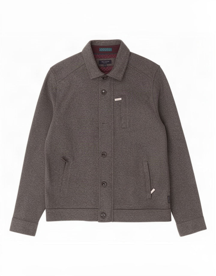 Jaqueta bomber masculina Ted Baker tamanho 4 grande poliéster cinza