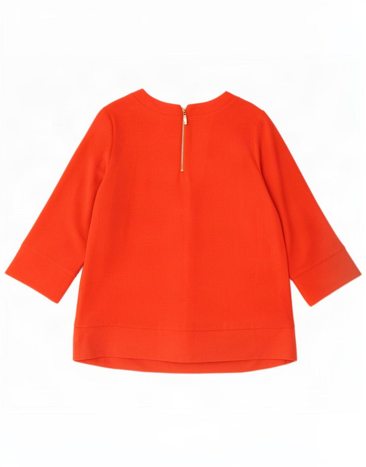 Top feminino Marks & Spencer manga 3/4 UK 12 poliéster laranja médio