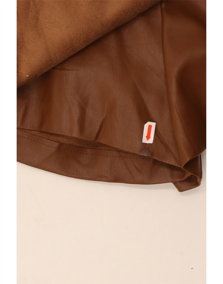 Shorts feminino de couro sintético ZARA XS W25 poliéster marrom