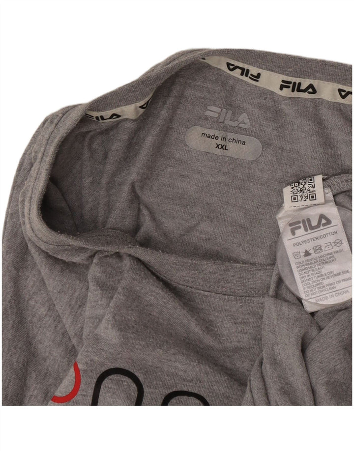 Camiseta masculina Fila Graphic 2XL poliéster manchado cinza
