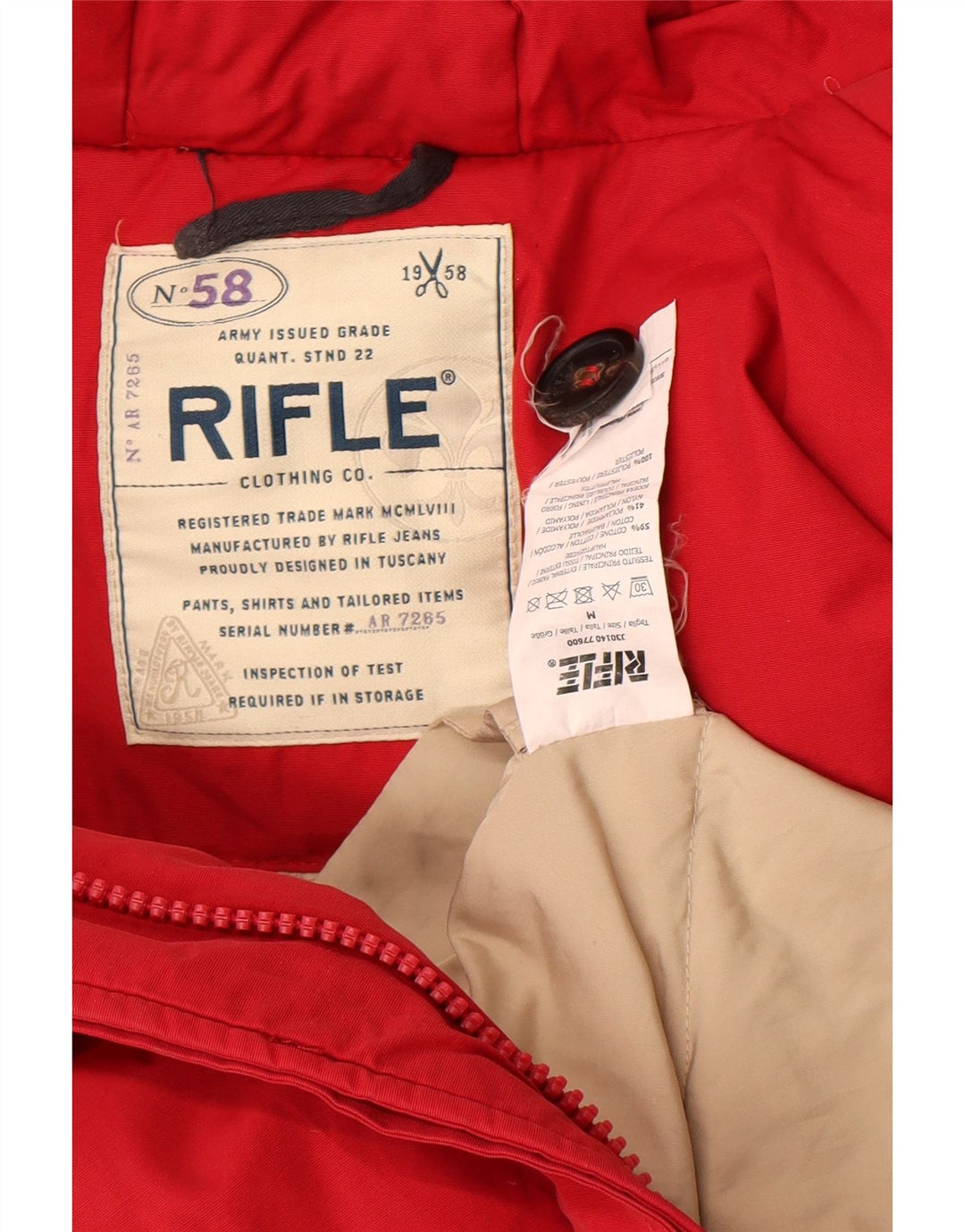 Jaqueta acolchoada com capuz feminino Rifle UK 14 algodão vermelho médio