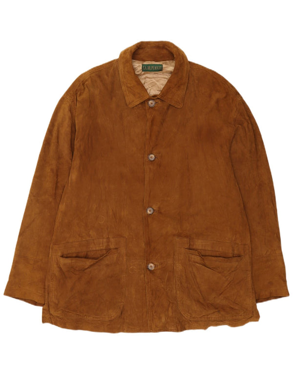 Jaqueta masculina vintage de camurça IT 52 grande marrom