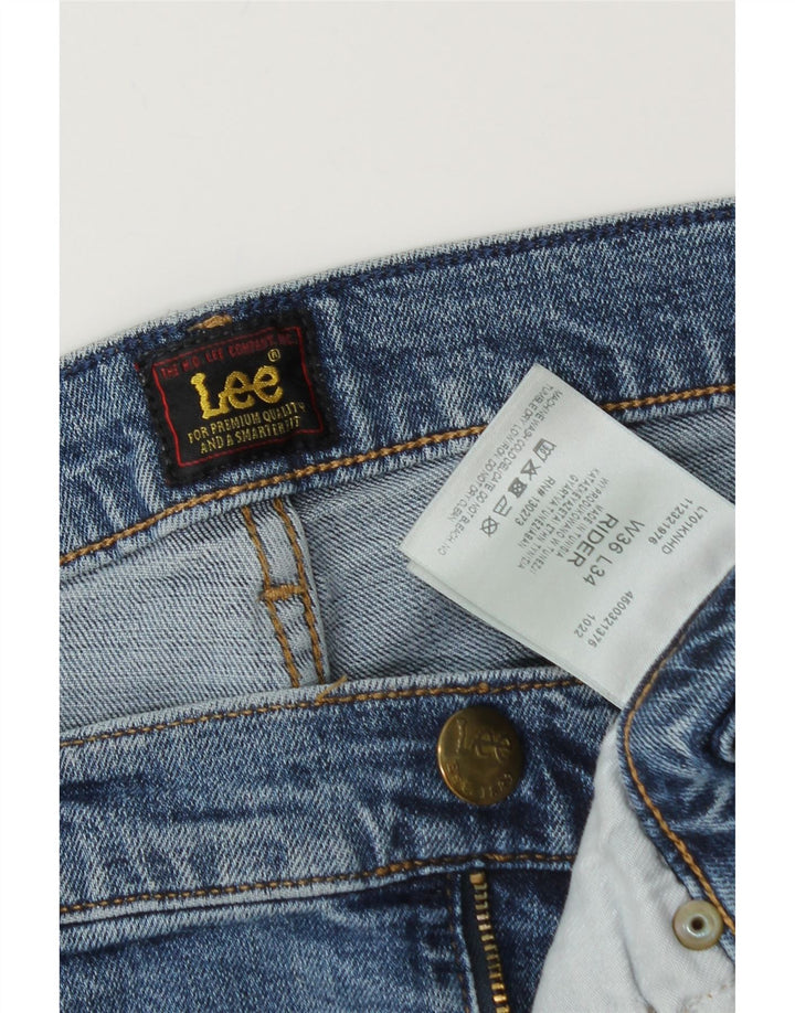 Lee Mens Rider Slim Jeans W36 L32 Azul Algodão