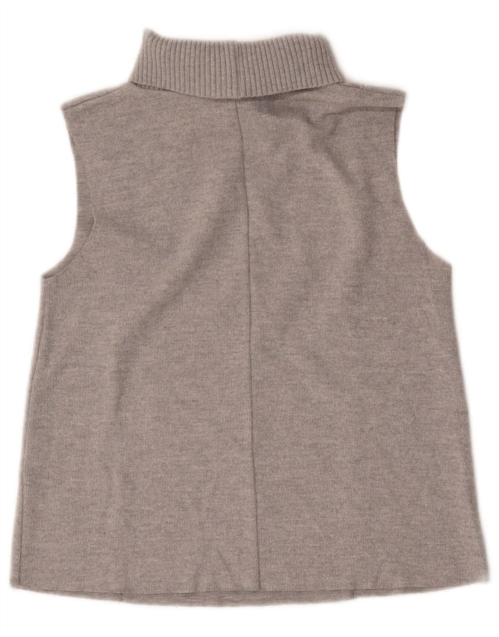 Regata feminina Zara com gola redonda e colete UK 10 poliéster cinza pequeno