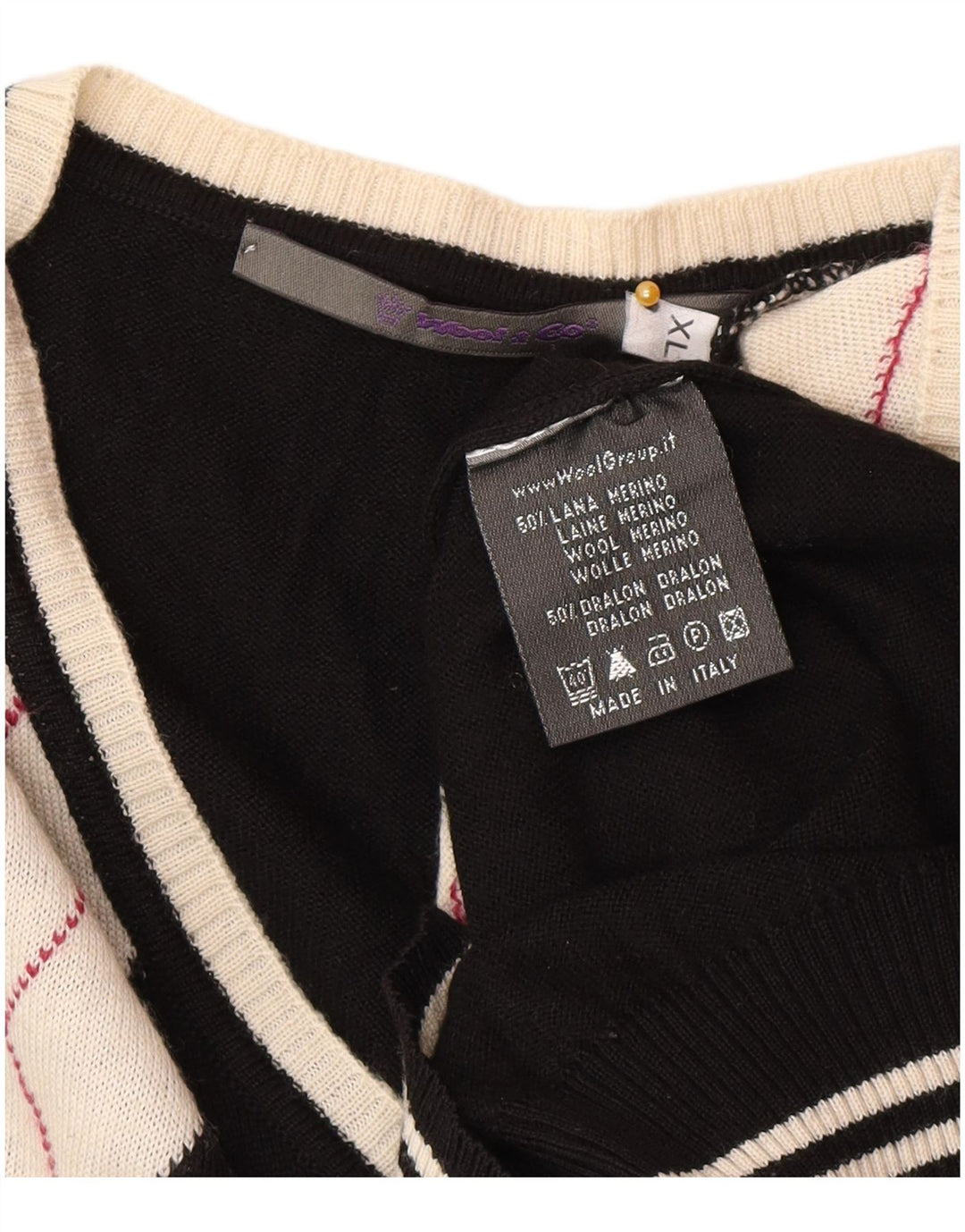 Suéter masculino vintage com decote em V XL preto Argyle/lã diamante