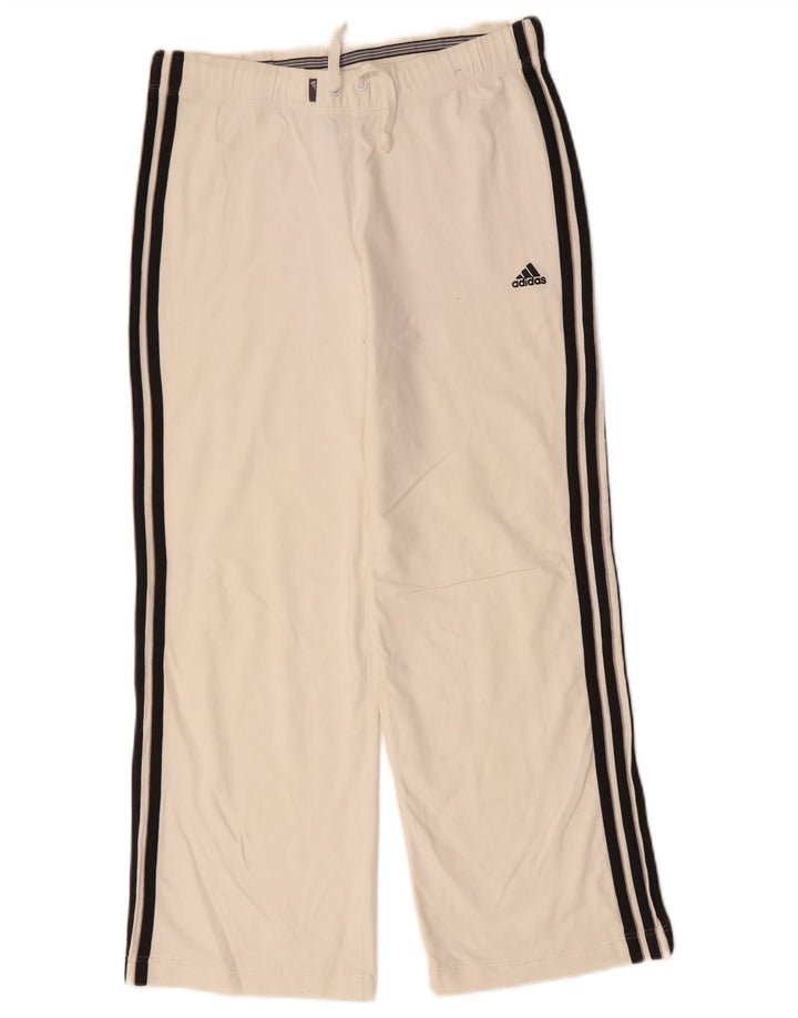 Calças de treino femininas ADIDAS UK 12 médio off white algodão