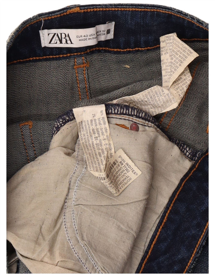Zara Jeans Slim Feminino EU 42 Grande W32 L28 Azul Algodão Clássico