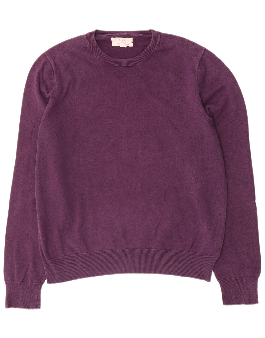 Suéter masculino Marks & Spencer com gola redonda, grande algodão roxo