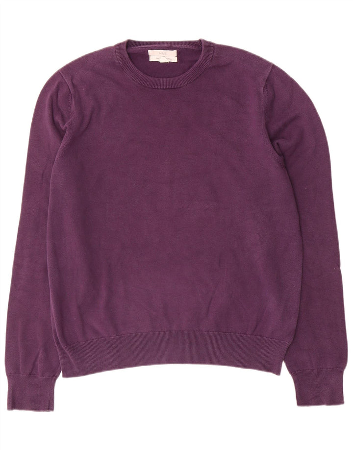 Suéter masculino Marks & Spencer com gola redonda, grande algodão roxo