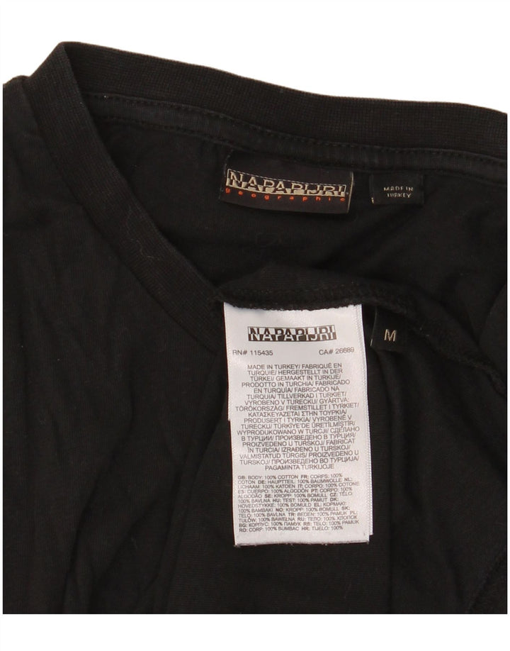 Camiseta masculina gráfica Napapijri Top médio algodão preto
