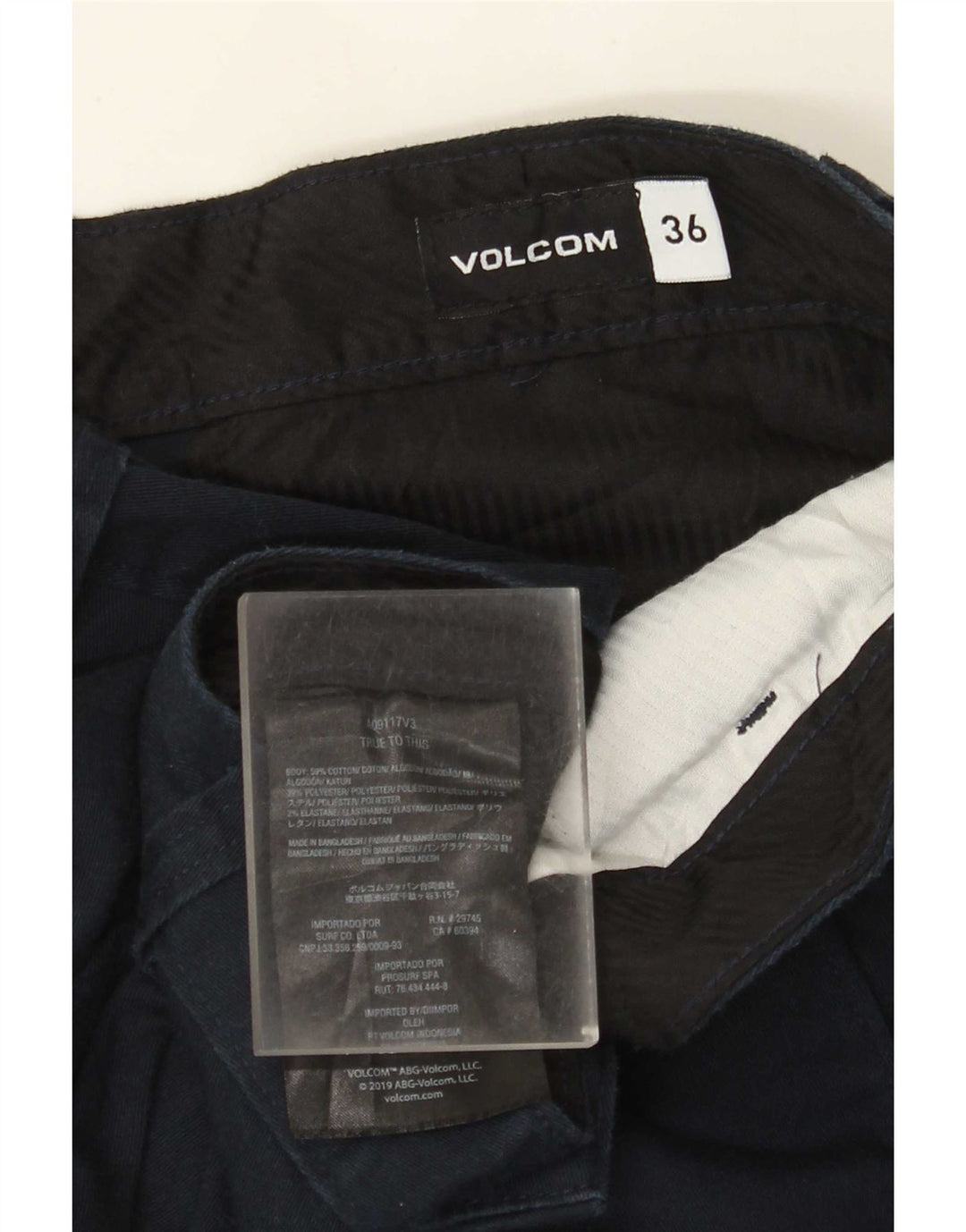 Volcom Mens Chino Shorts W36 Grande Algodão Azul Marinho