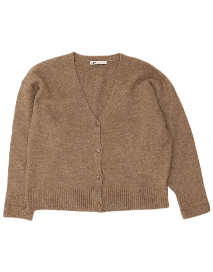 Zara Suéter Cardigan Oversized Feminino Reino Unido 14 Acrílico Marrom Médio