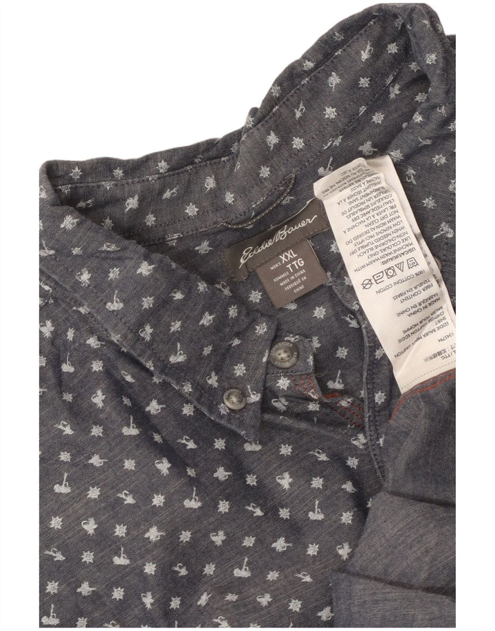 Camisa masculina de manga curta Eddie Bauer 2XL algodão manchado azul
