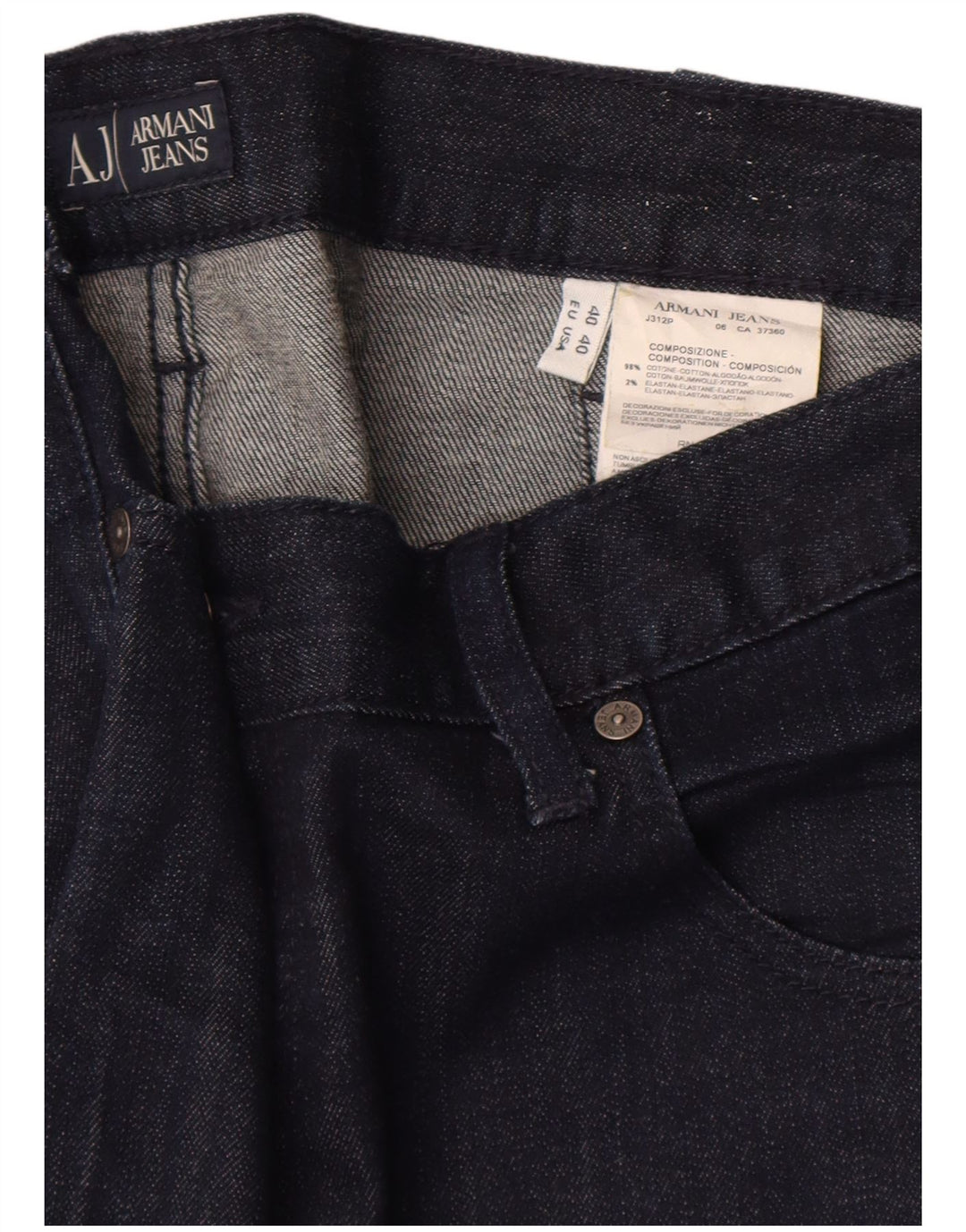 ARMANI Mens Straight Jeans W40 L34 Azul Marinho Algodão