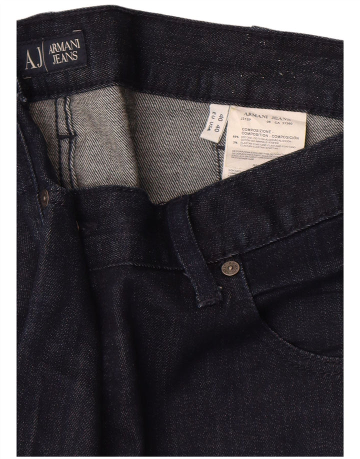 ARMANI Mens Straight Jeans W40 L34 Azul Marinho Algodão