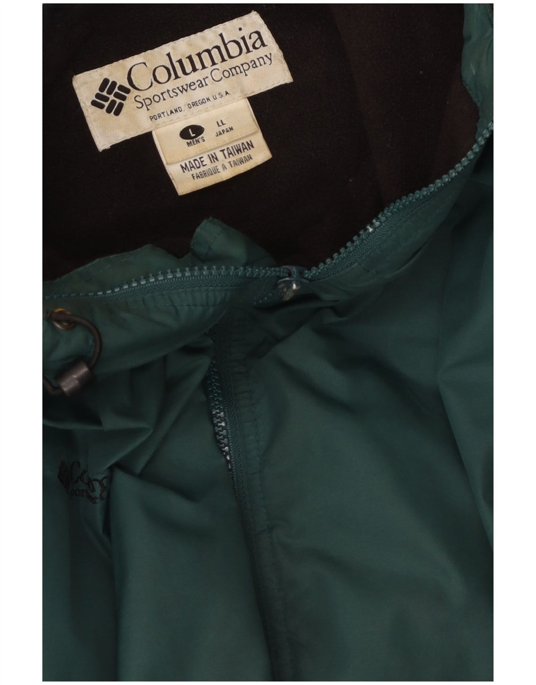 Jaqueta corta-vento masculina Columbia com capuz UK 40 grande verde