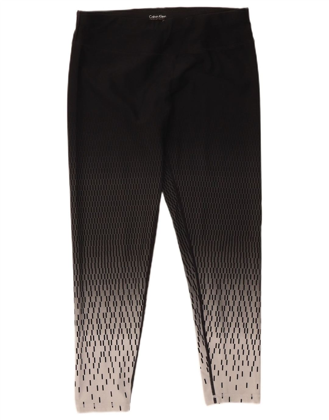 Calça legging feminina Calvin Klein UK 14 grande preta geométrica