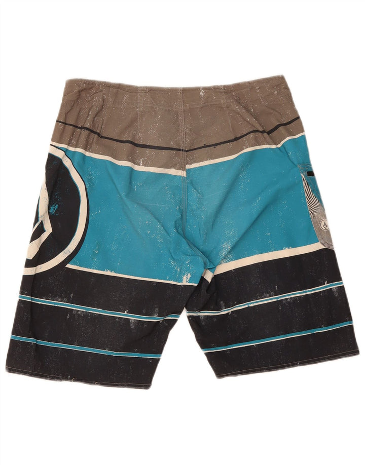 Shorts de natação masculino Volcom médio azul colorblock poliéster
