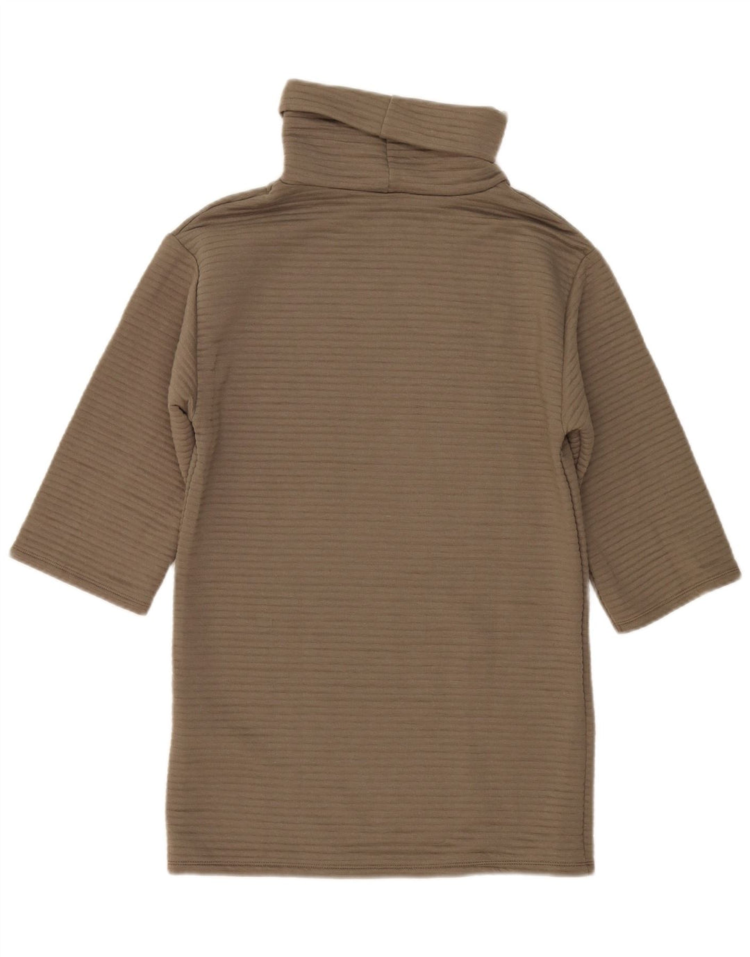 Zara Vestido feminino manga 3/4 oversized Shift Reino Unido 10 pequeno cáqui poliéster