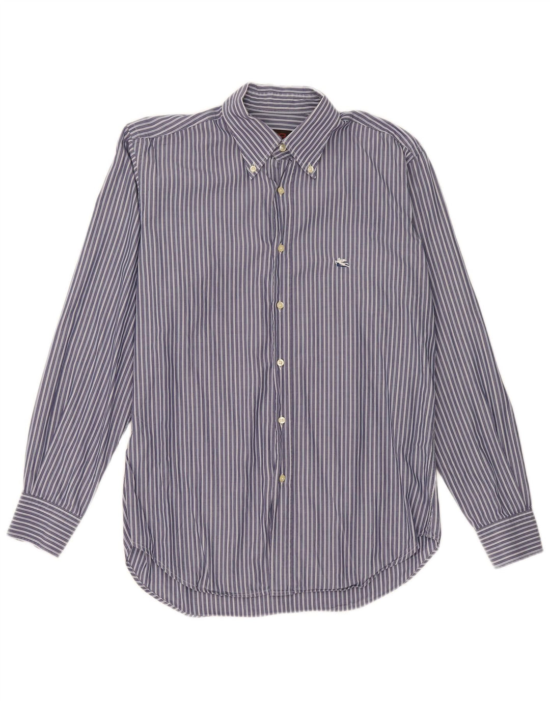 Camisa masculina Etro tamanho 41 grande algodão listrado azul marinho