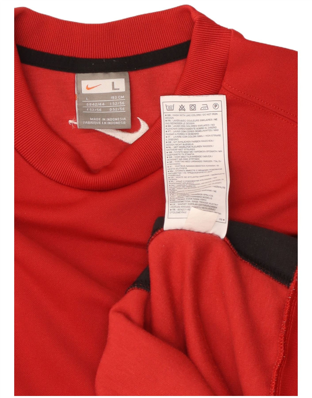 NIKE Mens Sweatshirt Jumper UK 42/44 Grande Vermelho Colourblock Poliéster