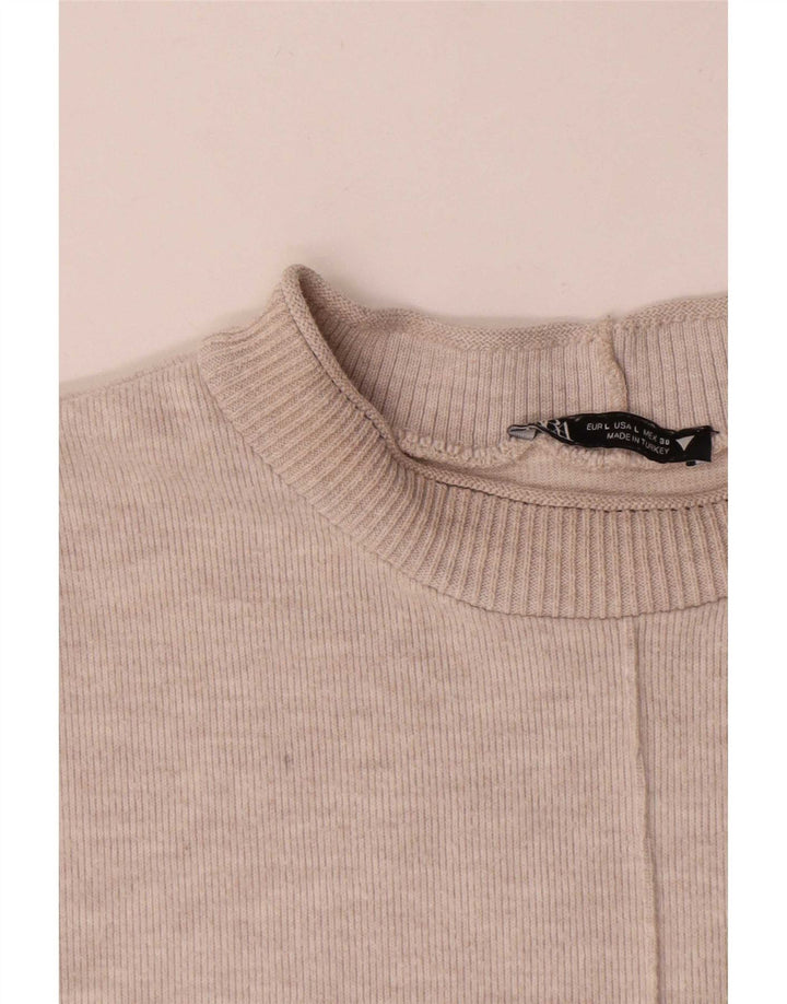 Vestido feminino Zara UK 16 grande algodão bege