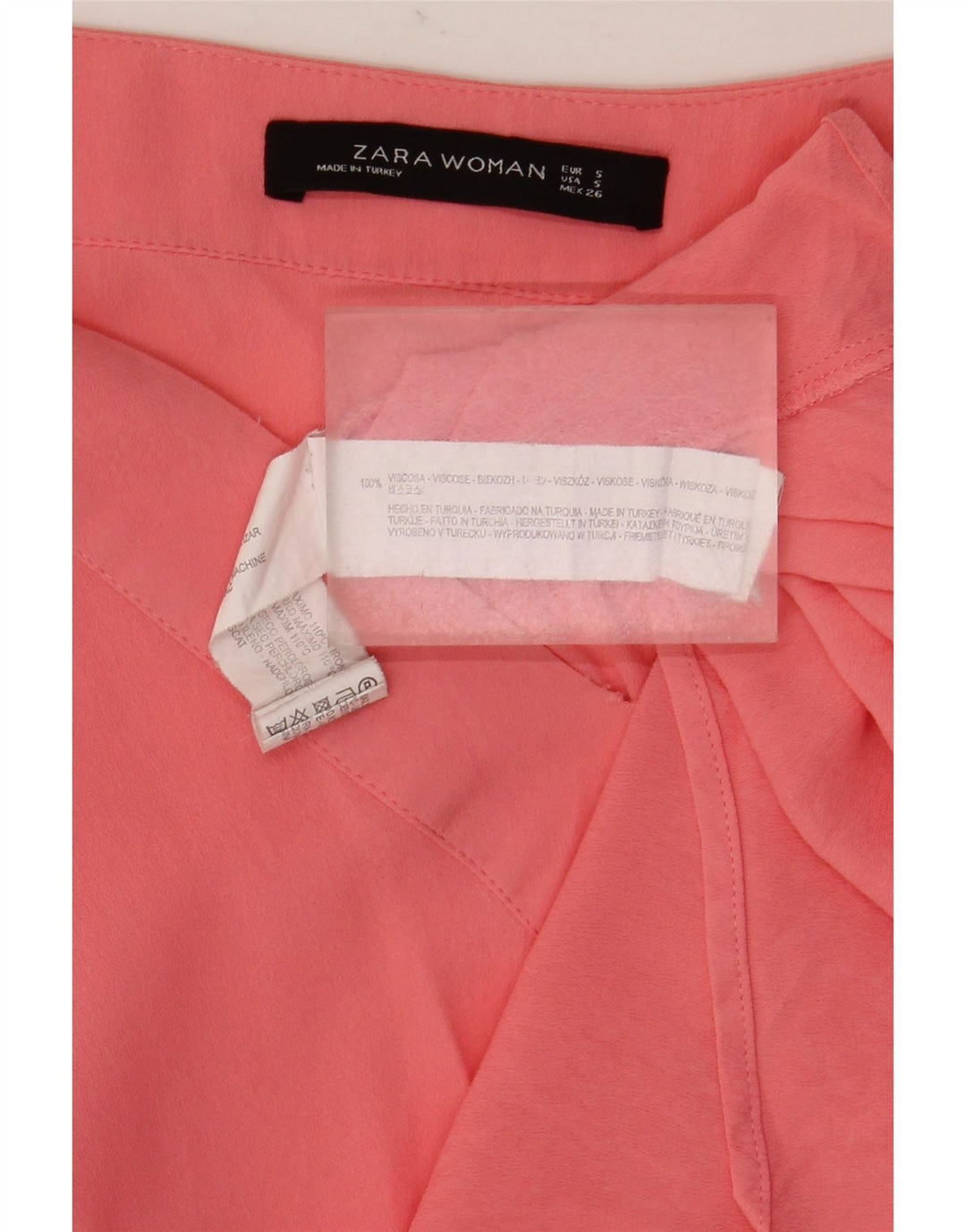 Túnica feminina de manga comprida Zara UK 10 pequena viscose rosa
