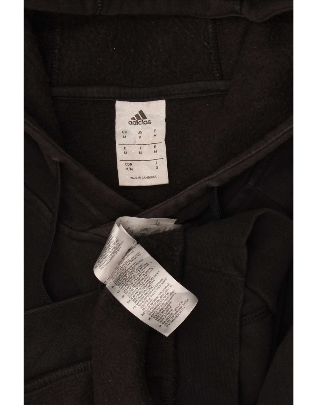 Adidas Mens Hoodie Jumper Médio Algodão Preto