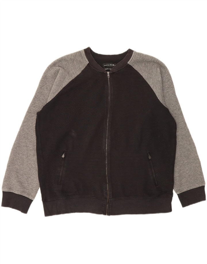 Zara Jaqueta masculina de agasalho 2XL algodão colorblock preto