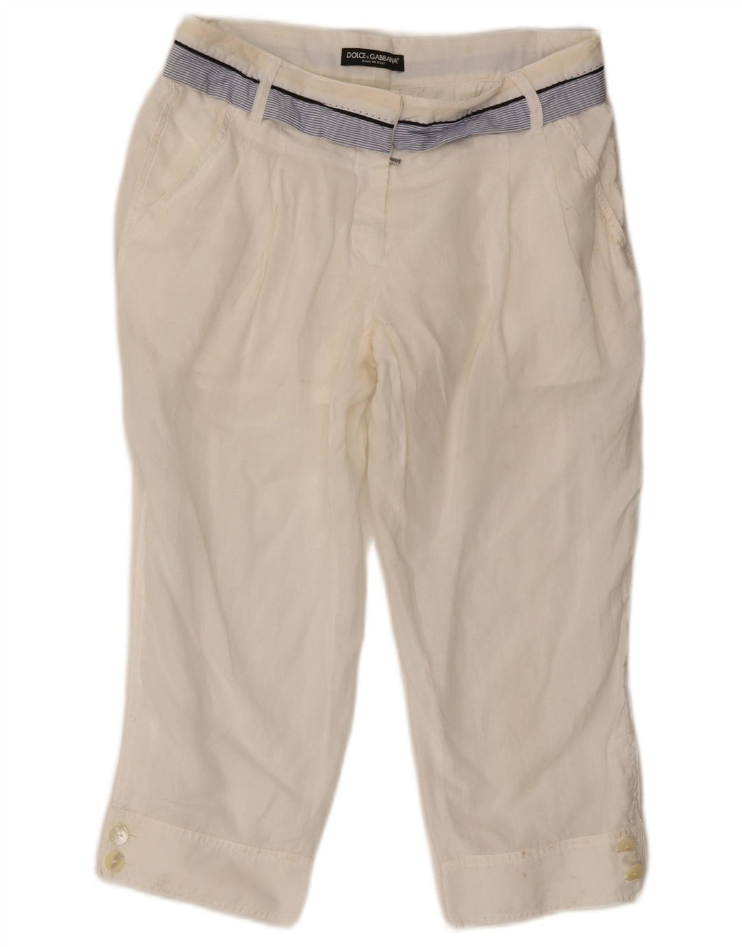 Calça capri feminina Dolce & Gabbana IT 42 Médio W30 L21 Branco