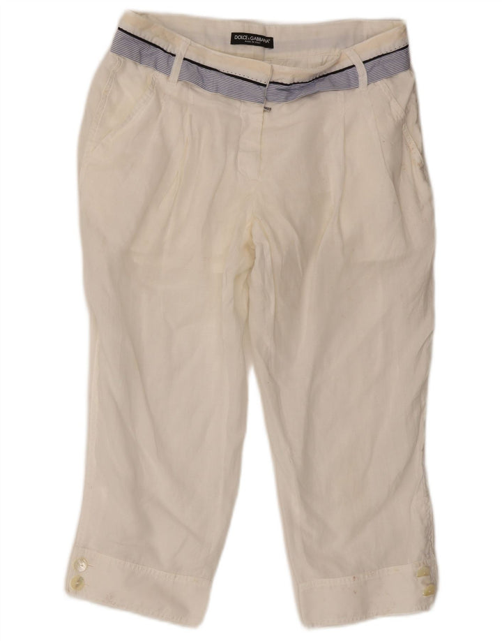 Calça capri feminina Dolce & Gabbana IT 42 Médio W30 L21 Branco