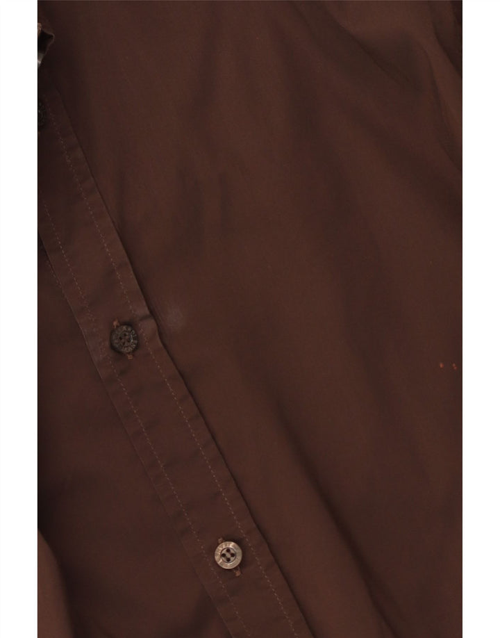 Trussardi Jeans Camisa masculina 2XL algodão marrom