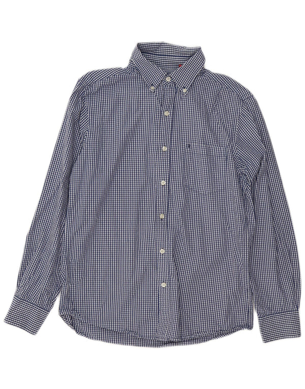 Izod Mens Coupe Ajustee Camisa Slim Fit Azul Médio Algodão Gingham