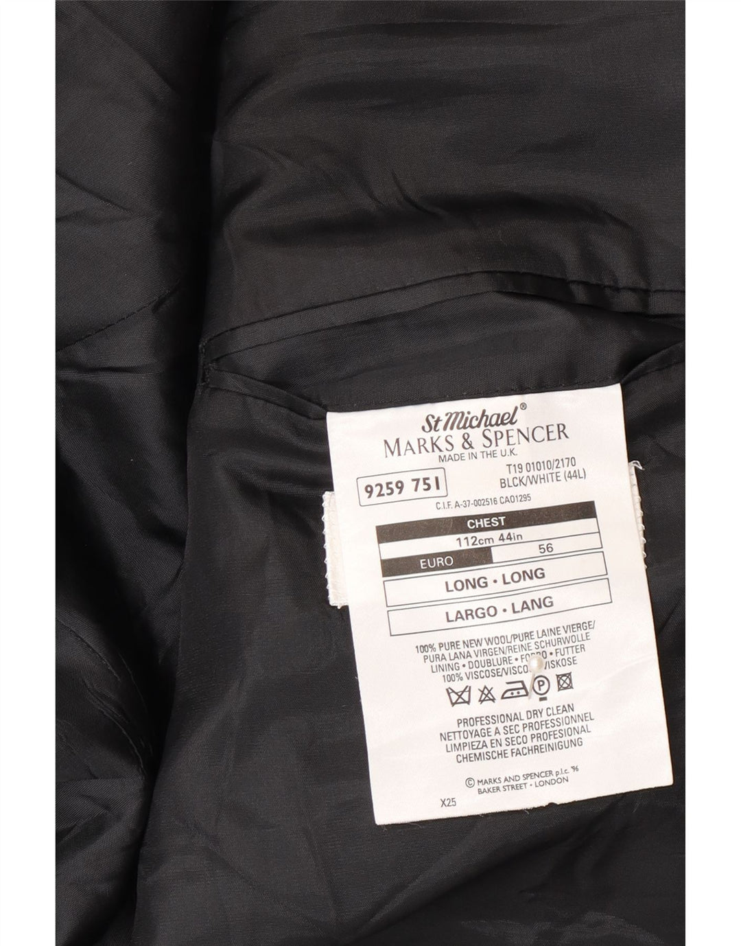 Jaqueta blazer masculina de 2 botões Marks & Spencer Reino Unido 44 XL lã espinha de peixe cinza