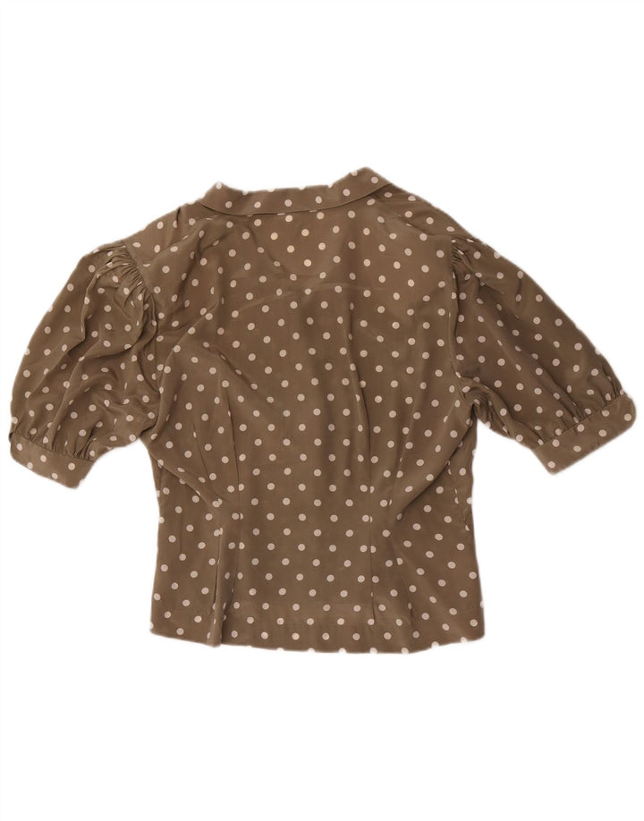 Blusa feminina Andrea Mare manga curta IT 46 grande cinza bolinhas
