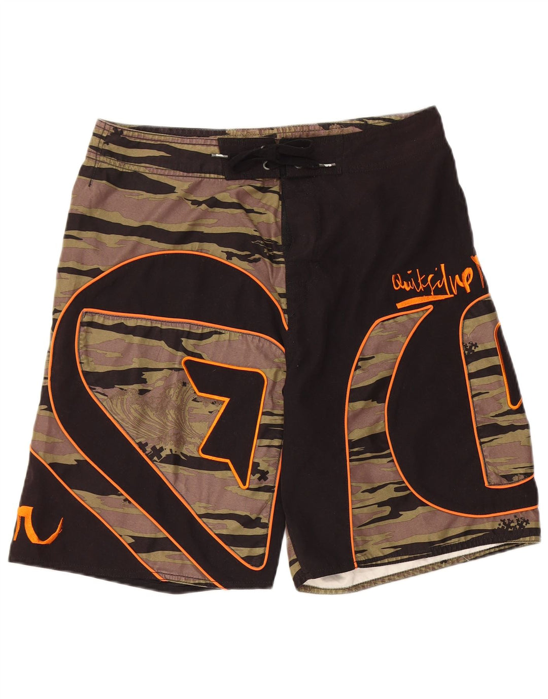 Quiksilver Mens Graphic Natação Shorts Médio Poliéster Preto