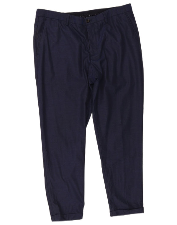 Zara Mens Slim Chino Calças EU 44 Grande W34 L27 Azul Marinho