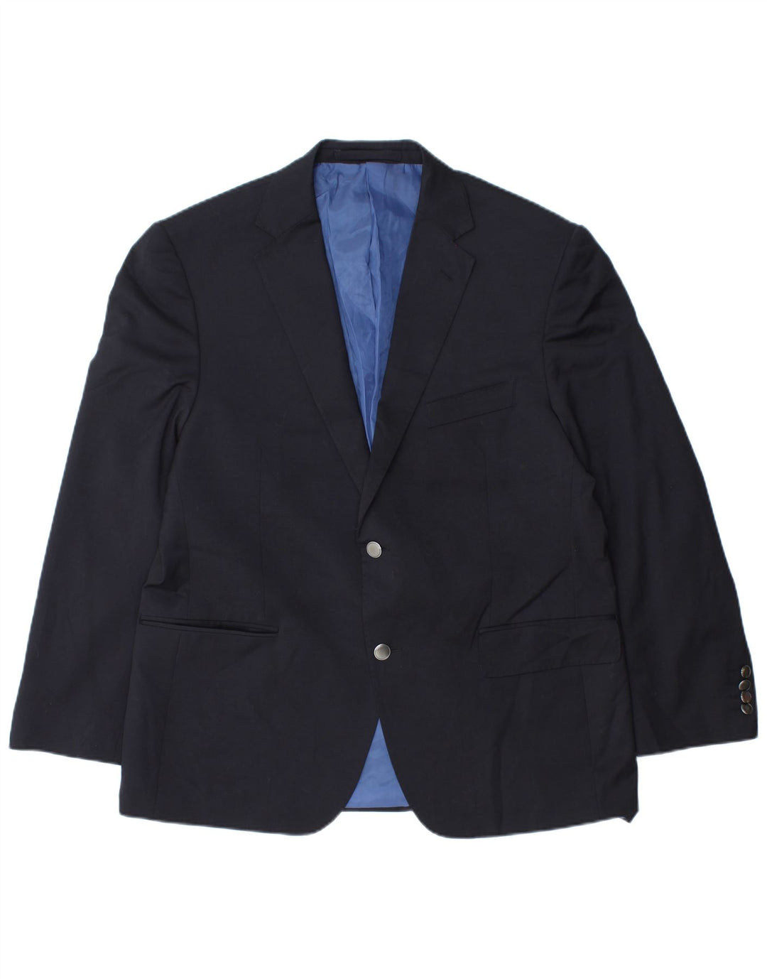 Jaqueta blazer masculina de 2 botões Marks & Spencer Reino Unido 42 XL azul marinho poliéster