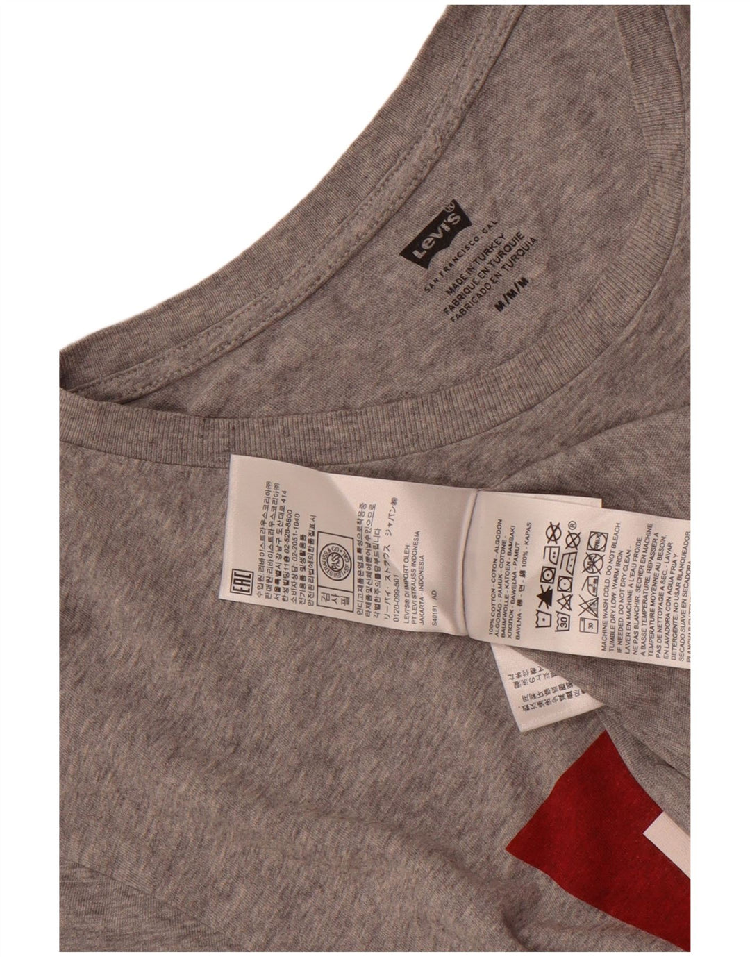 Camiseta gráfica masculina Levi's Top algodão manchado cinza médio