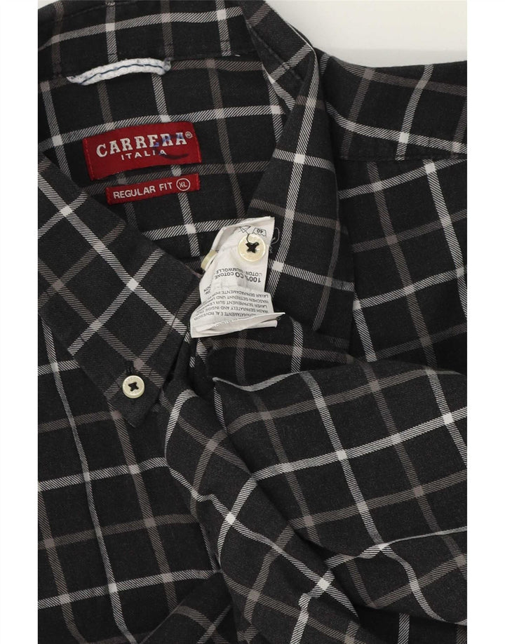 Camisa masculina Carrera Regular Fit XL cinza xadrez algodão