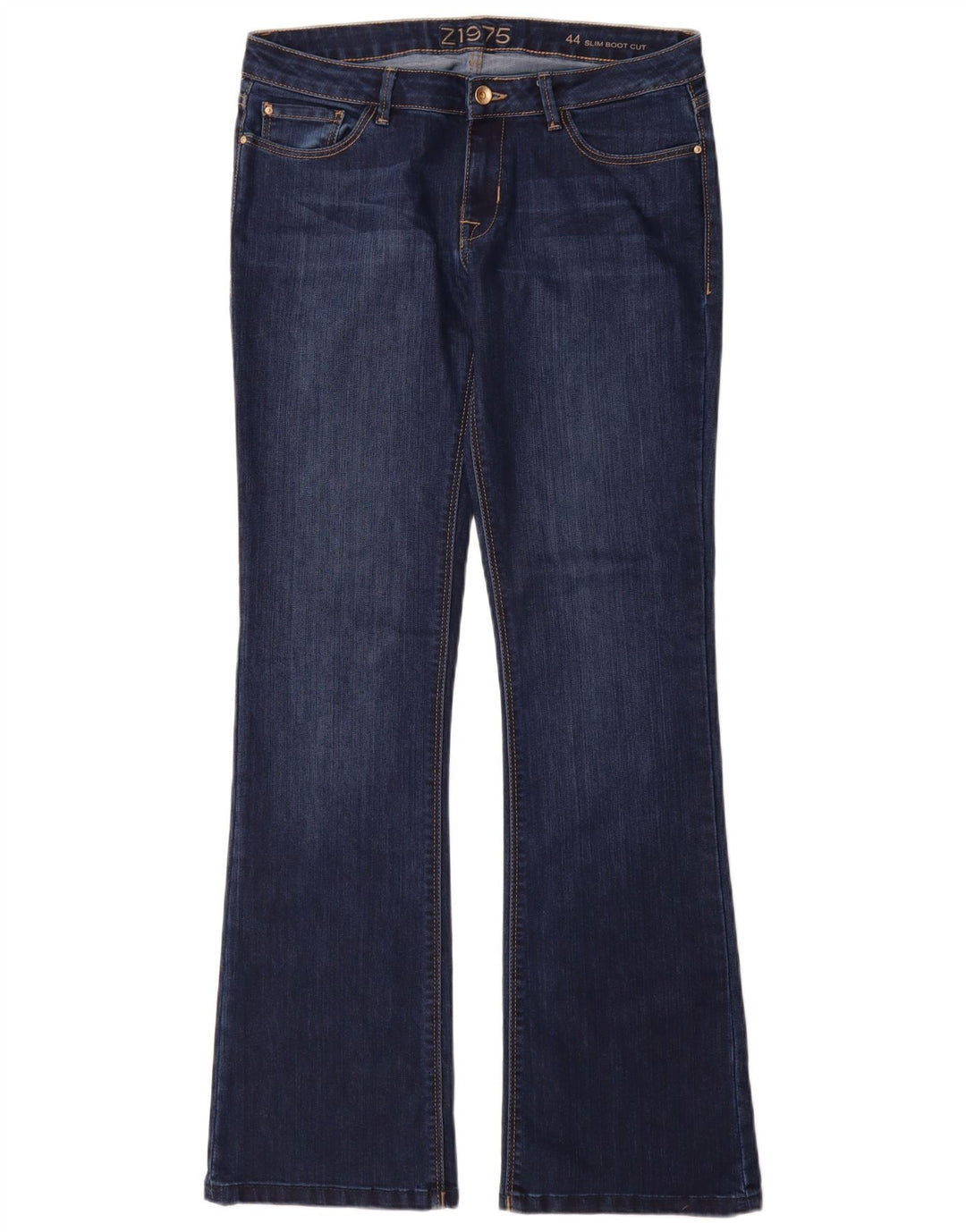 Calça jeans feminina Zara Slim Bootcut EU 44 XL W34 L34 azul marinho
