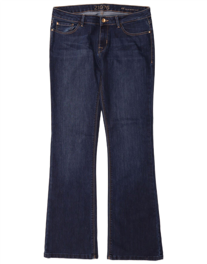 Calça jeans feminina Zara Slim Bootcut EU 44 XL W34 L34 azul marinho