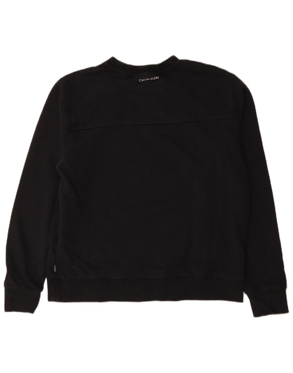 Calvin Klein moletom gráfico feminino jumper UK 20 2XL algodão preto