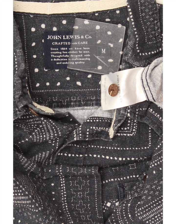 Camisa masculina de manga curta John Lewis algodão geométrico cinza médio