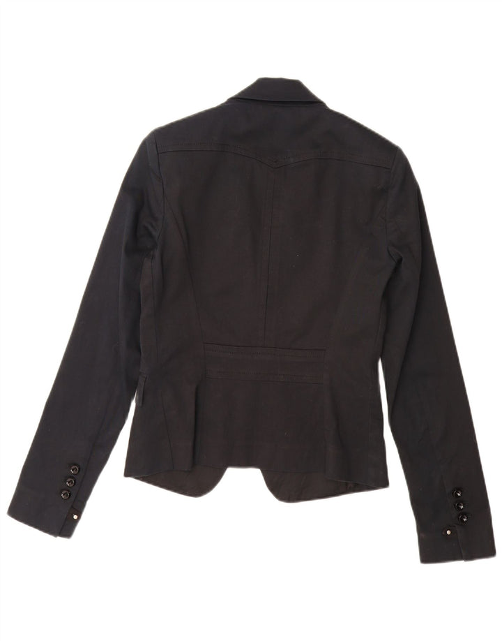 Jaqueta blazer feminina PINKO com 1 botão Reino Unido 10 algodão preto pequeno