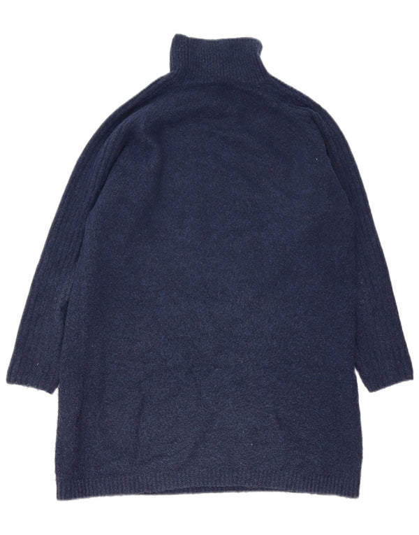 Suéter feminino Marks & Spencer Longline com gola redonda Reino Unido 10 pequeno azul marinho B